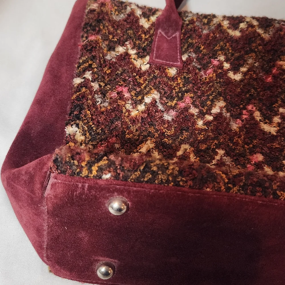 NWT Sarah Shaw Elegant Burgundy Patterned Women's Shoulder Bag 14.5inx10in